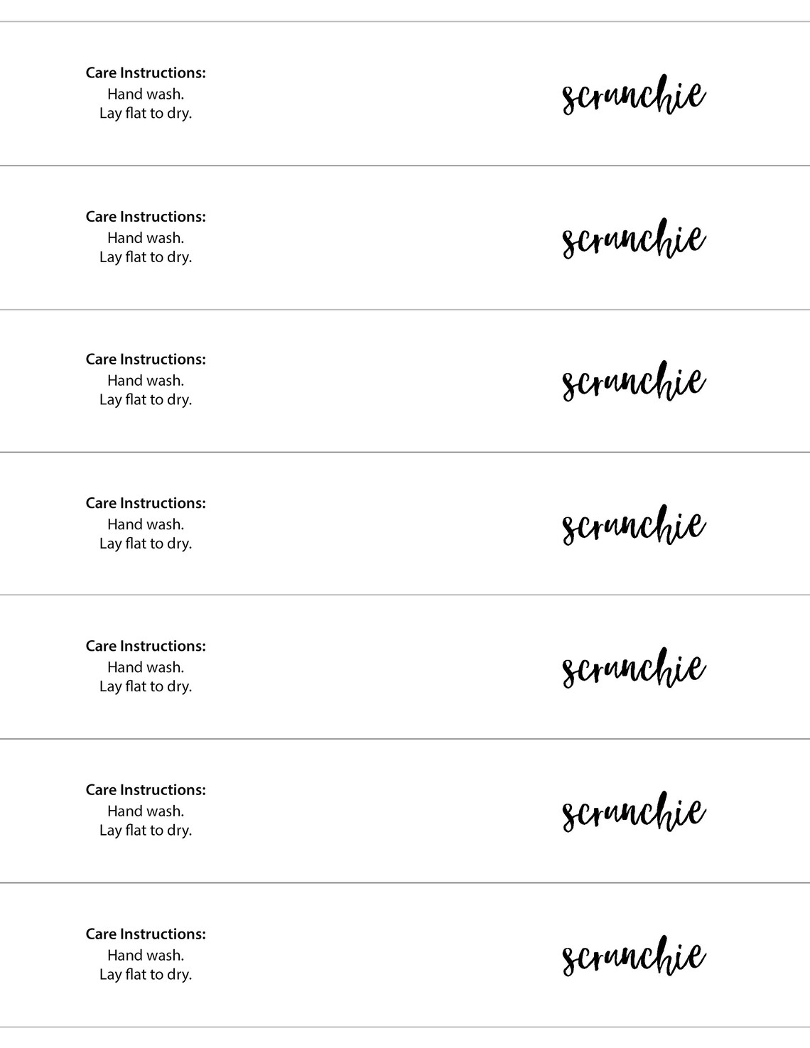Download Printable: Velvet Scrunchie Tag Template for Single Scrunchie | Etsy