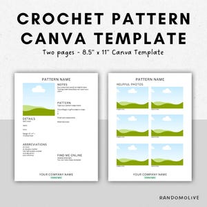 Simple One-Page Crochet Pattern Template for Canva, Canva Template, Pattern Template, Crochet Pattern Supply