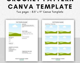 Simple Crochet Pattern Template for Canva - One Page Minimalist Layout - Editable PDF Pattern Supply for Designers