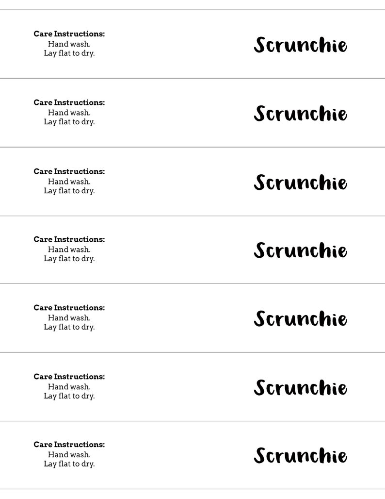 Download Printable: Scrunchie Tag Template for Single Scrunchie and | Etsy
