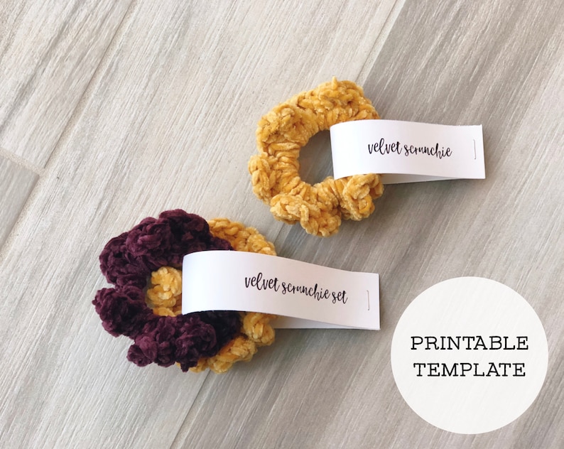 Download Printable: Velvet Scrunchie Tag Template for Single Scrunchie | Etsy