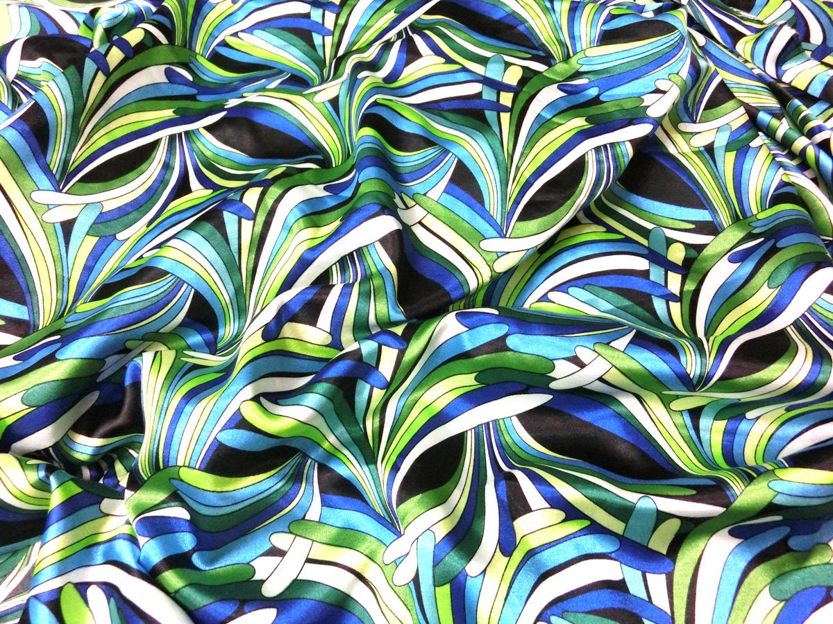 Palm Print Stripe Faux Silk Satin Charmeuse Fabric 48w - Etsy
