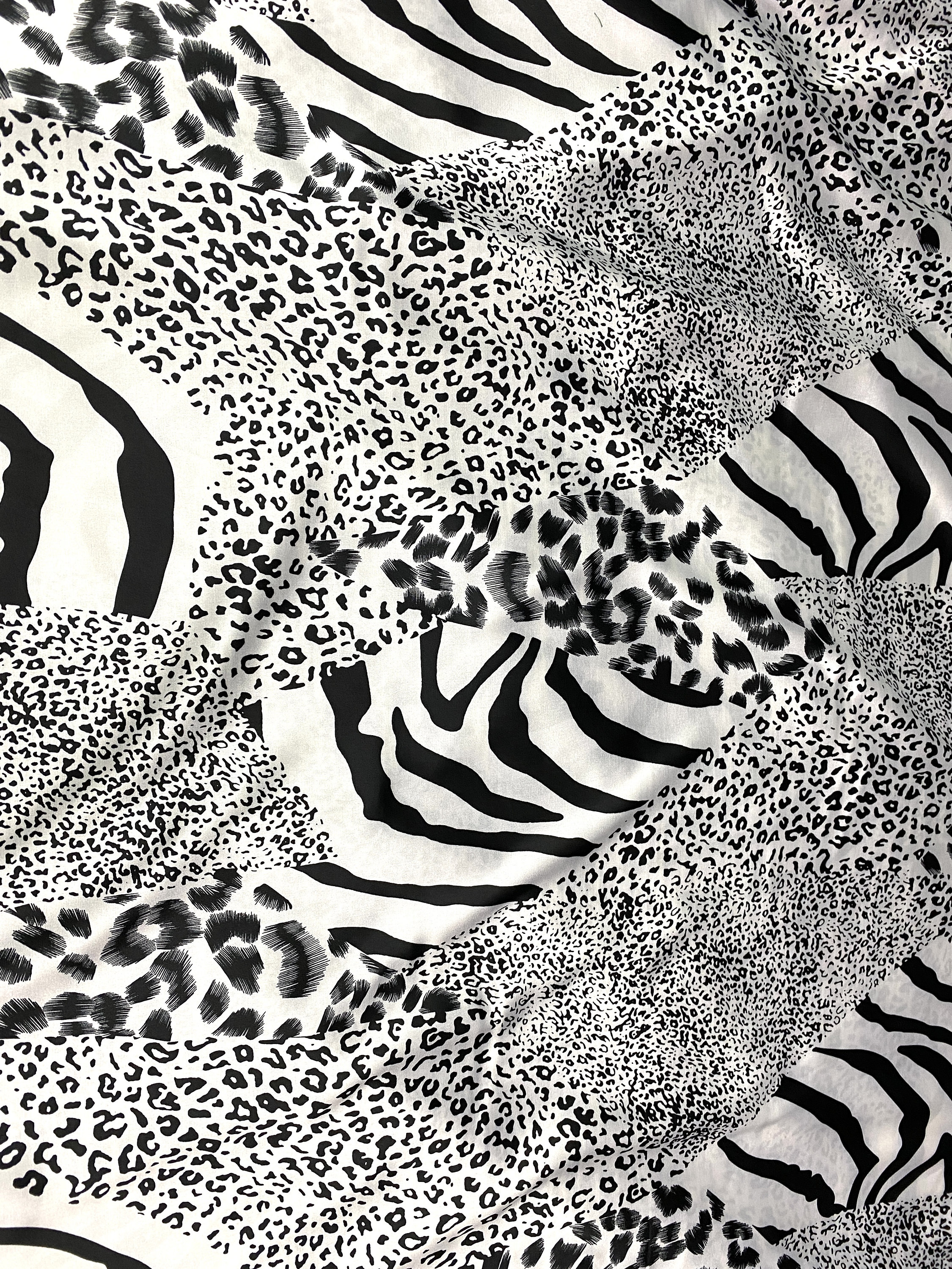 Leopard Zebra Print Faux Silk Satin Fabric: 48