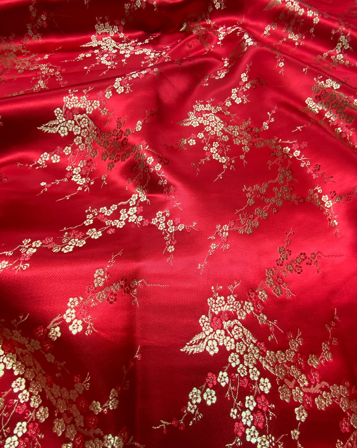 Cherry Blossom Faux Silk Brocade Fabric 36w by the Yard Etsy Canada