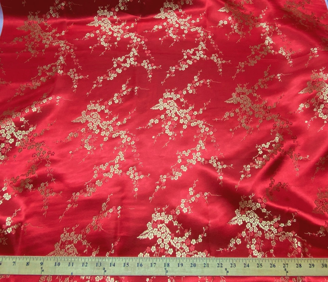 Cherry Blossom Faux Silk Brocade Fabric 36w by the Yard - Etsy