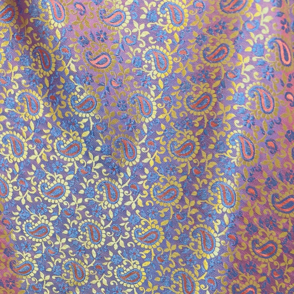 Paisley Indian Silk Soft Smooth Fabric Material Blue shot Red for Scarves Dresses Skirts Traditional Thai-Laos and more