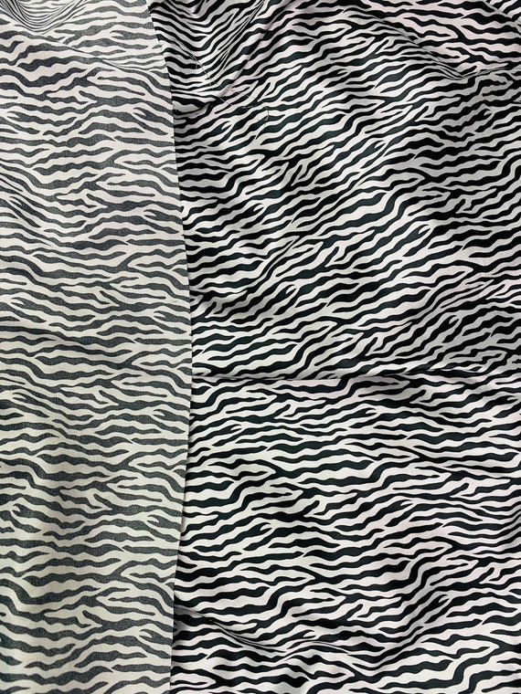 Animal Print Zebra Red Faux Silk Satin 48"W Material Fabric Scarfs Drape Dress 