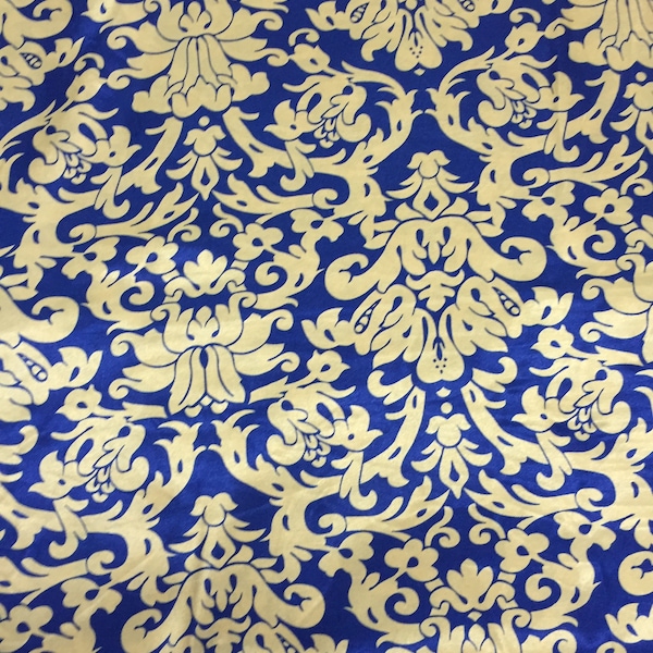 Blue Damask Fabric Etsy