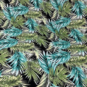 Tropischer Palmenstoff: Grün & Teal Jungle Print Material lose Ware