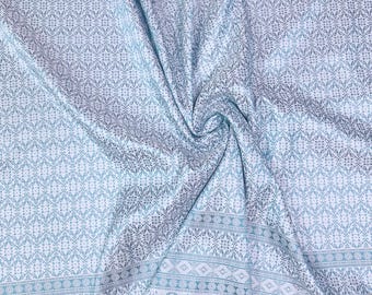 Traditionellt thailändskt laotiskt sidentyg: Pastellblått etniskt mönster, brudklänning, formella kjolar, gör-det-själv