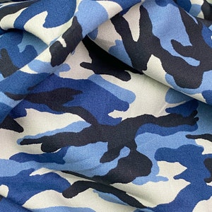 Army Camouflage 100% Cotton Blue Camo Print Fabric Material by - Etsy