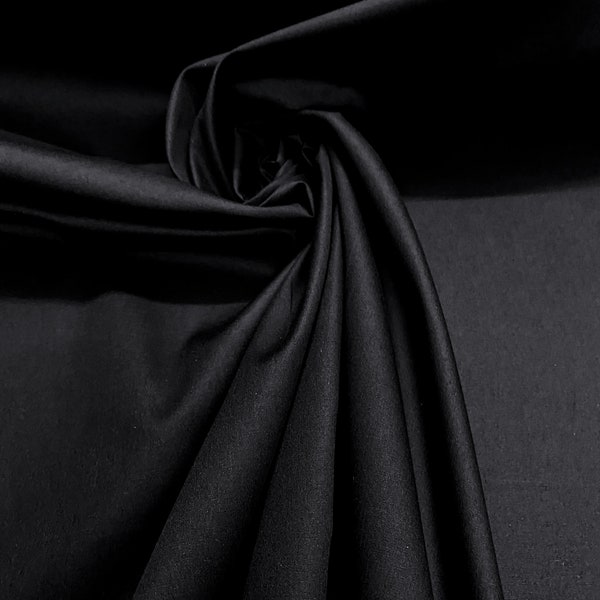 Black 100% Cotton Fabric Material 44"W BTY for face masks clothing crafts