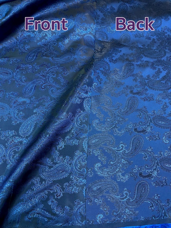 Blue Paisley Jacquard Cupro Bemberg Lining Fabric - 58
