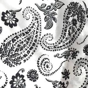 Paisley Floral Print Faux Silk Satin Fabric 48w Ivory - Etsy
