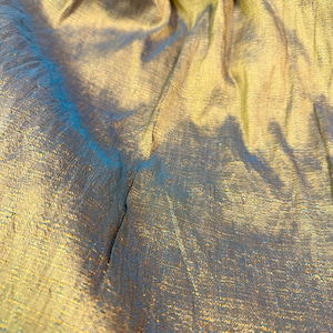 Dupioni Indian Silk 2-Tones Fabric Material 44&quot;W BTY for Dresses Pillow Cases Decoration - Gold Shot Blue