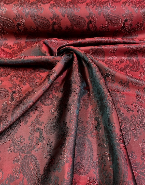 『TEN JACQUARD L/S BURGUNDY L』 Cupro Bemberg Lining Paisley Jacquard Fabric Material for