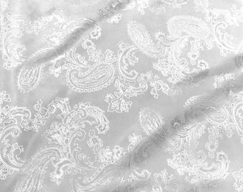 Matériel de tissu tissé Jacquard Viscose Paisley blanc cassé pour vestes costumes chemises jupes doublure
