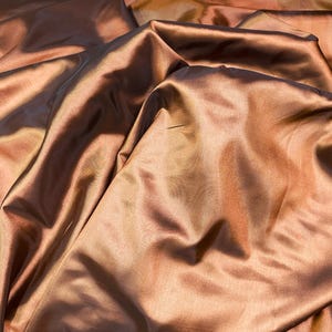 Brown Bronze Taffeta Fabric: Faux Silk Drapes, Dresses, Tablecloth - 60&quot;W