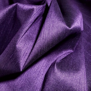 Dark Purple Faux Silk Dupioni Fabric – Poly Silk | 58" Wide by the Yard | Lustrous Poly Dupioni for Drapery, Gowns, Decor