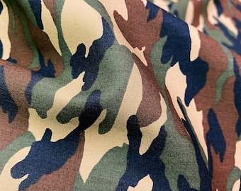 Army Camouflage Print Fabric: 100% Cotton Material, 44”W - By The Yard