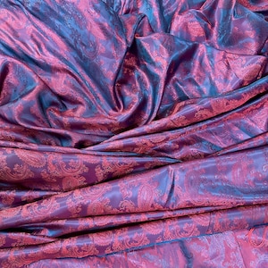 Lila Shot Blå Paisley Viskos Jacquard Cupro Bemberg Fodertyg 60"W BTY