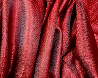 Cupro Bemberg Lining Red Diamond Jacquard Fabric Material for Jackets Suits Shirts Skirts Lining