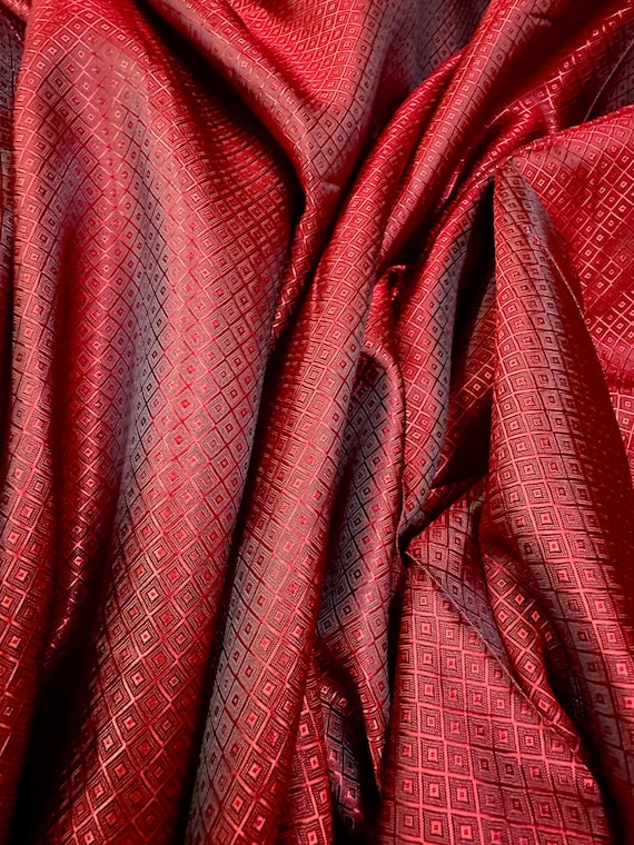 Cupro Bemberg Lining Red Diamond Jacquard Fabric Material for Jackets Suits  Shirts Skirts Lining