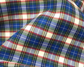 Plaid Woven Cotton Blend Fabric Blue Red Tartan Gingham | Etsy