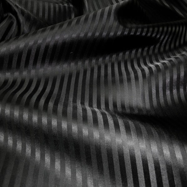 Stripes Viscose Jacquard Woven Fabric Material for Jackets Suits Shirts Skirts Lining - Black Dark Gray