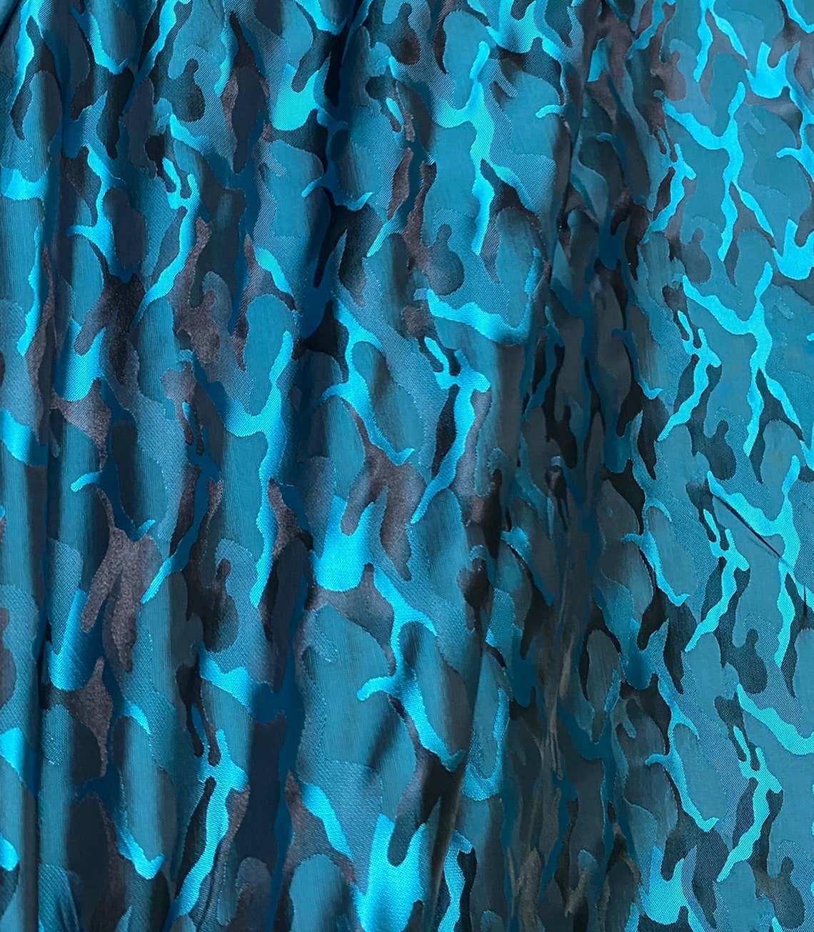 Dark Turquoise Two-tone Iridescent Army Camouflage Viscose - Etsy