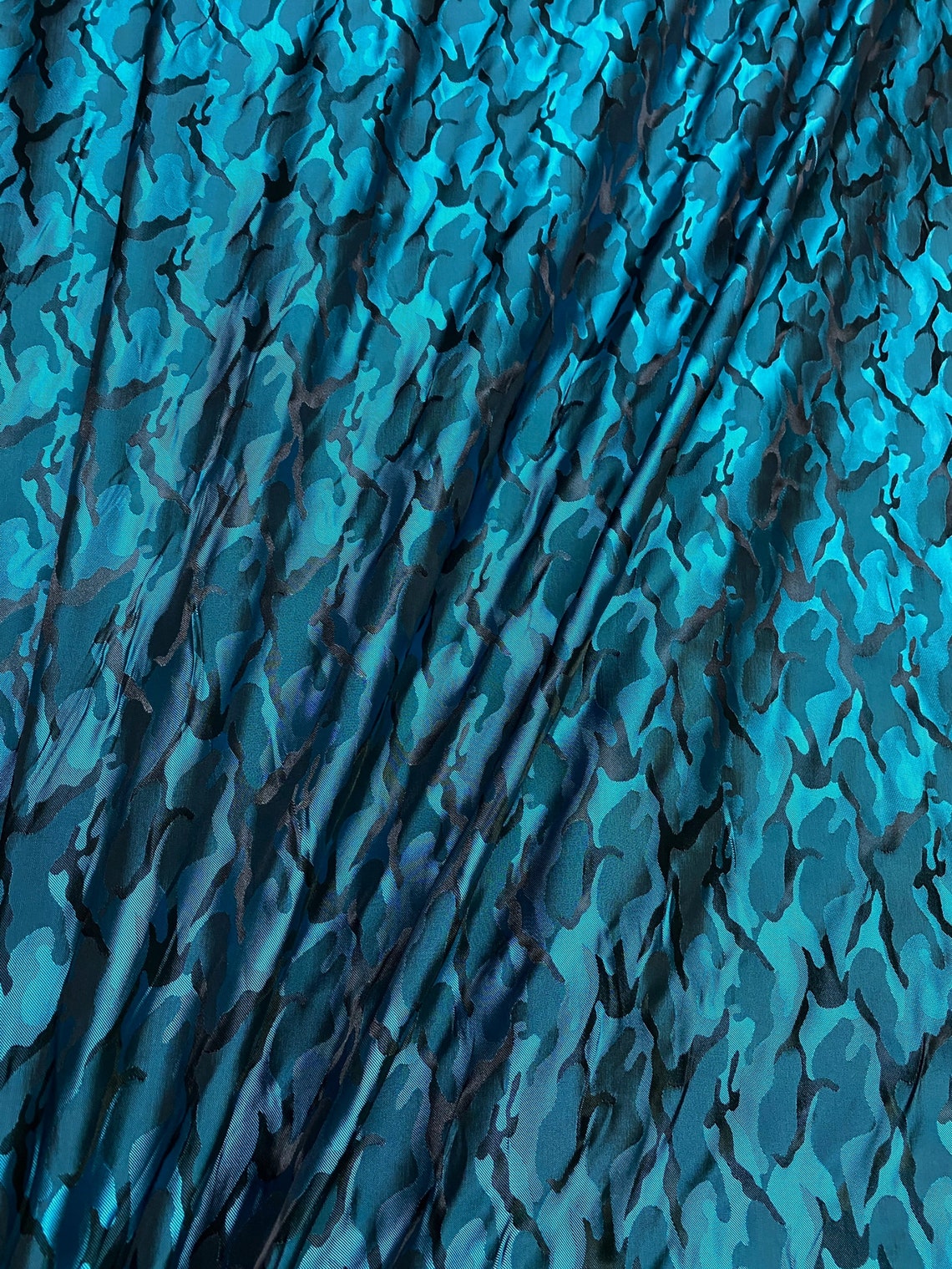 Dark Turquoise Two-tone Iridescent Army Camouflage Viscose - Etsy