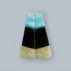 Blue Opalized Petrified Wood Copper Inside Pair Earring , Indonesia Opal Gemstone, Loose Gemstone For Making Jewelry, Hand Polished Stone