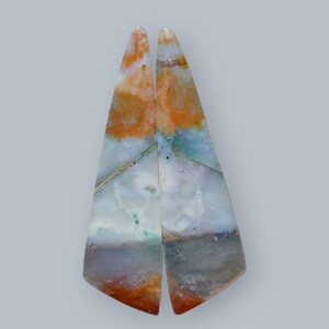 Opalized Petrified Wood Pairs Earring Jewelry, Indonesia Opal Gemstone, Loose Gemstone For Making Jewelry Tols, Custom Hand Polished Jewelry
