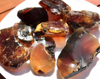 Red Honey Amber Rough: Sumatran Fossilized Resin