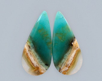 Paire de boucles d'oreilles en bois pétrifié bleu opalisé rare, opale d'Indonésie, pierres précieuses en vrac pour la fabrication de bijoux, cadeau personnel, cadeau de mariage