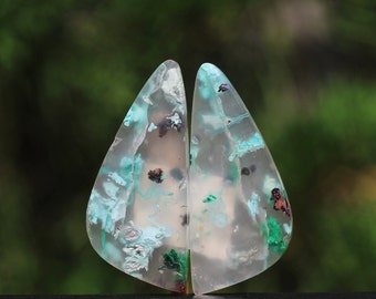 Chrysocolle En Calcédoine Avec Paires De Cuivre Quartz