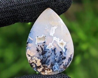 Cabujón de ágata dendrítica: joyería de ágata de Indonesia (28 x 20 x 5 mm)