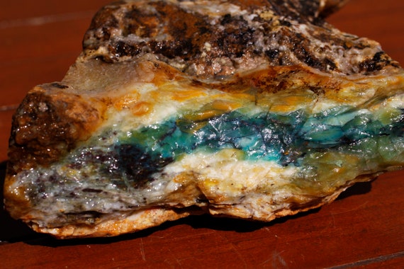 2 437ct Blue Opalized Petrified Wood Copper Rough Etsy