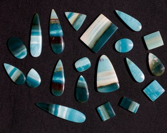 20 pieces Lots Indonesian Blue Opalized Petrified Wood Cabochon Genuine High Grade