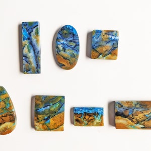 Blue Opalized Petrified Wood Cabochon Genuine High Grade #03