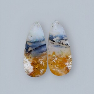 Blue Opalized Petrified Wood Copper Pairs Earring, Healing Drop Earrings, Opal Earrings, Inner Peace Meditation Grounding Earrings Gift