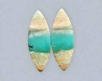 Blue Opalized Petrified Wood Pair Earring , Indonesia Opal Gemstone, Loose Gemstone For Making Jewelry, Gift Personal