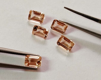AAA+ Quality Natural Peach Morganite Gemstones 8x6 mm Emerald Cut Loose Morganite Jewelry Stones