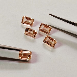 AAA+ Quality Natural Peach Morganite Gemstones 8x6 mm Emerald Cut Loose Morganite Jewelry Stones