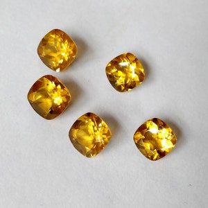 Natural Citrine Square Cushion 8 mm - 9 mm - AAA Grade Flawless loupe clean clarity Citrine - Excellent Cut Cushion Loose Citrine Gemstones
