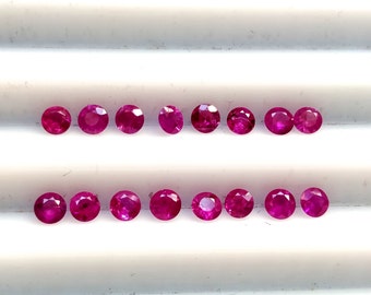 Natural Ruby Diamond cut round 3 mm, Genuine Burma Ruby Brilliant Cut Round, Loose Ruby Gemstones 25 pieces matching set