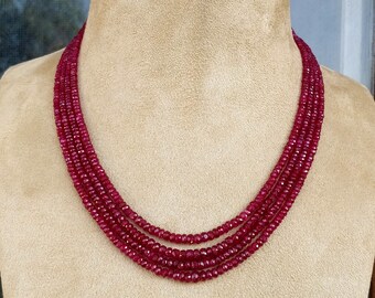 Natural Red Ruby gemstone Necklace Ruby Strand Jewelry Ruby stone Necklace Red Ruby RD Necklace Ruby Beads SKU 6142177,6142178