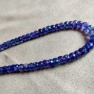 Natural Tanzanite 3.50 mm - 4.50 mm round beads, AAA+ grade purple blue Tanzanite Faceted Rondelles, Tanzanite beaded choker Necklace