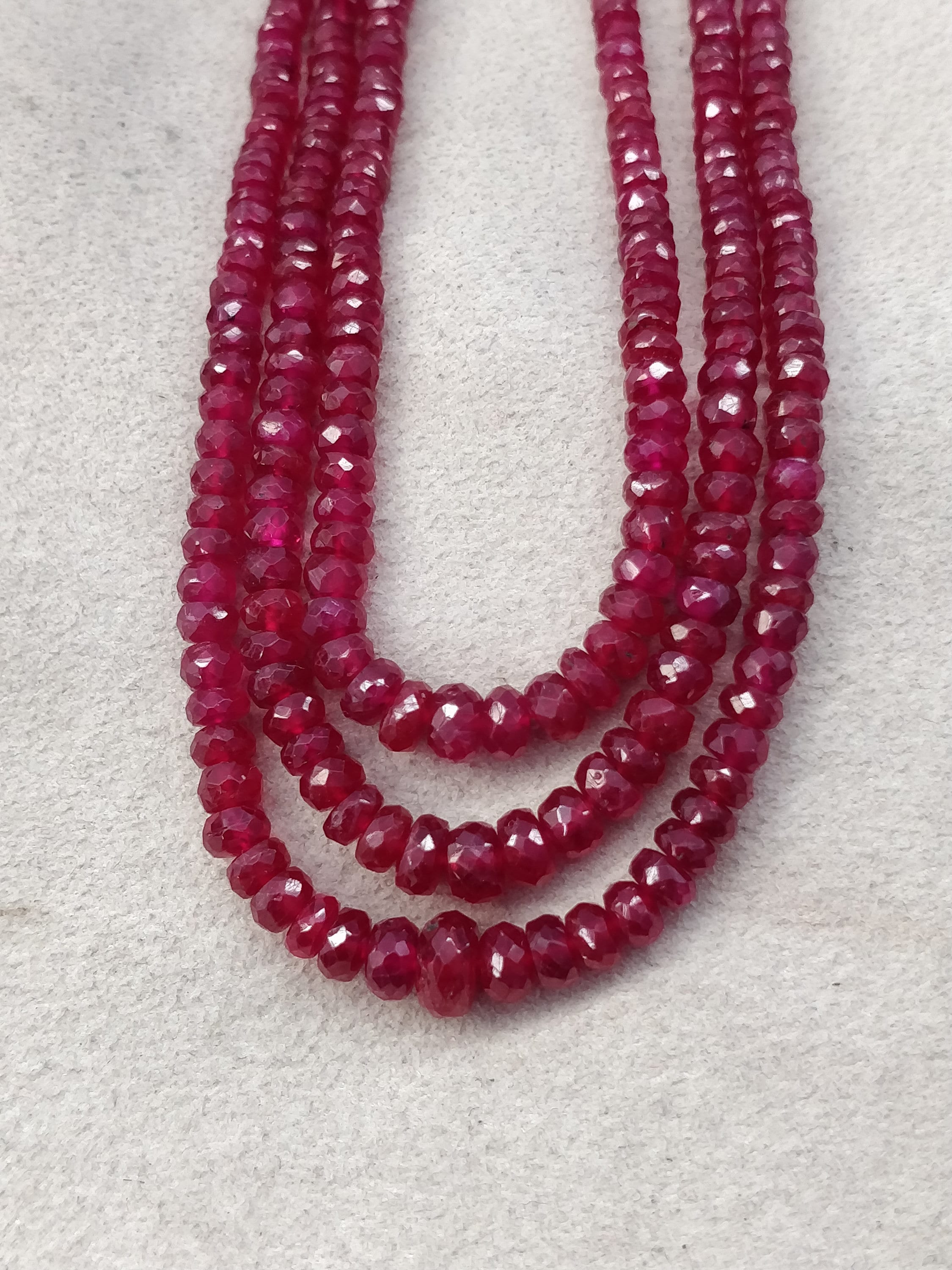 Genuine Red Ruby 3 Mm - 4 Mm Faceted Rondelle Beaded Genuine Red Ruby 3 Mm - 4 Mm Faceted Rondelle Beaded