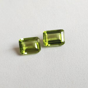 Peridoto naturale taglio smeraldo 8x6 mm - Peridoto ottagonale 7x5mm Olivina - Peridoto verde oliva - Peridoto Sen Carlos Gemme rettangolari